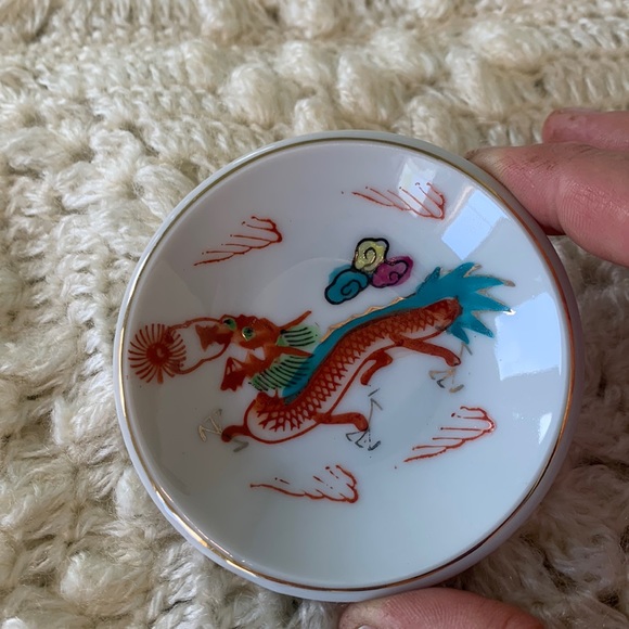 Vintage Other - Tiny hand painted dragon plate
